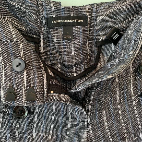 🏷️ Express High Waist Wide Leg Linen Striped Pants 0 - Picture 7 of 8